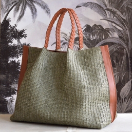 SAC A MAIN CUIR ET RAPHIA SARA