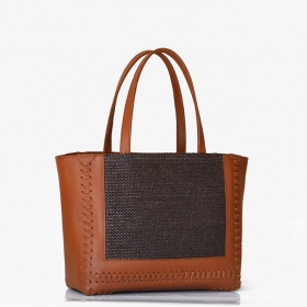 ALICIA MM sac à main cuir et raphia