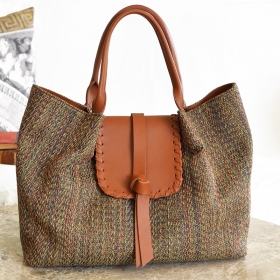 sac à main tweed et cuir Julia