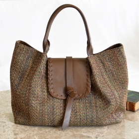 sac à main tweed et cuir Julia
